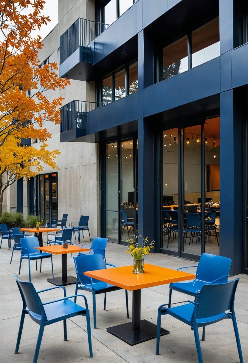 A vibrant scene showcasing various steel solutions in action, including elegant steel furniture, modern architecture, and industrial designs. In the background, happy people are interacting with these steel elements, symbolizing joy and enhancement in living spaces. The composition blends a warm color palette with futuristic steel designs, encapsulating both functionality and aesthetics. super-realistic. vibrant colors. outdoor setting.